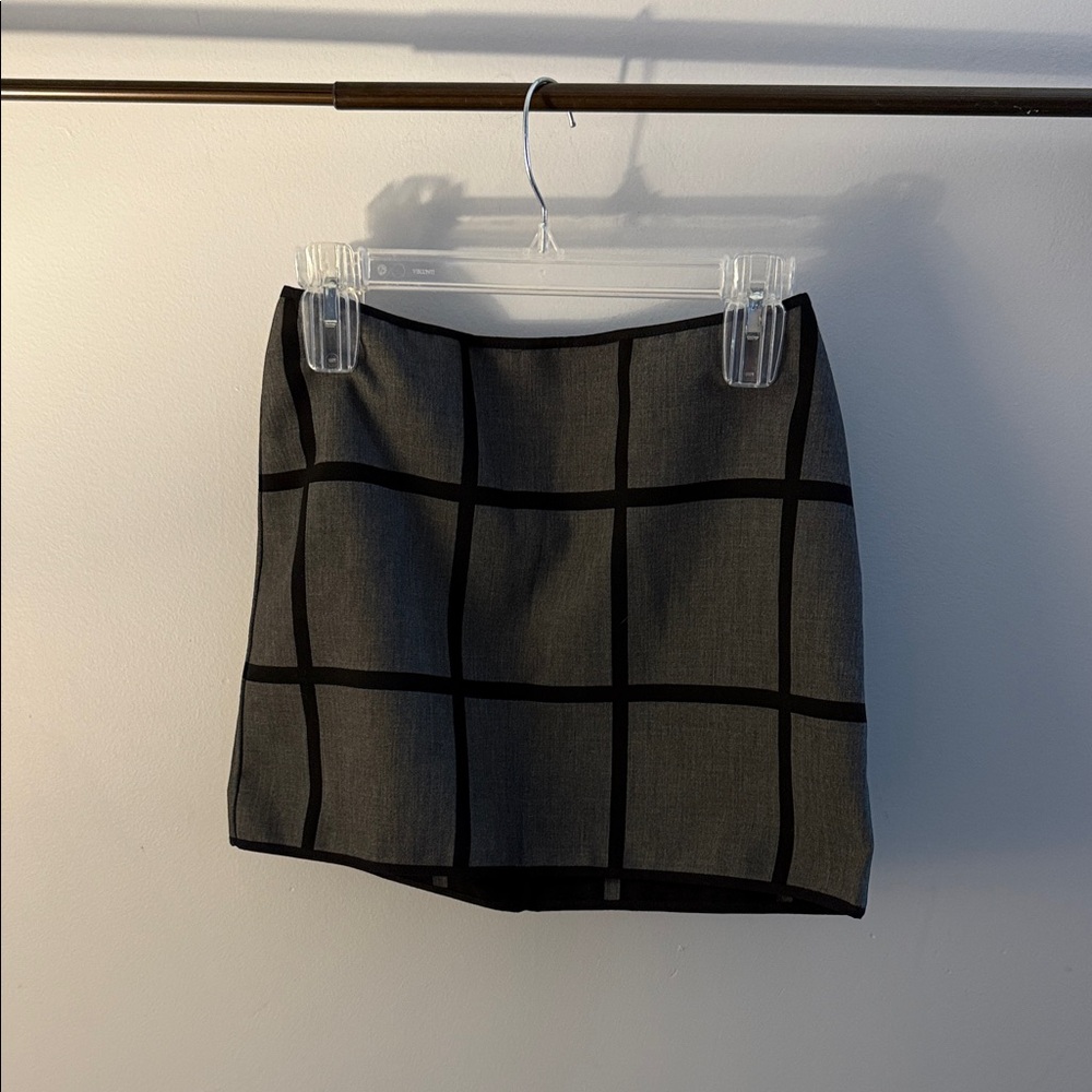 Source Unknown Black and Gray Grid Mini Skirt